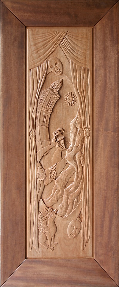 Sculpture: "Soleto" - 191,5 h x 79,5 x 10 cm - Wood "okumé"